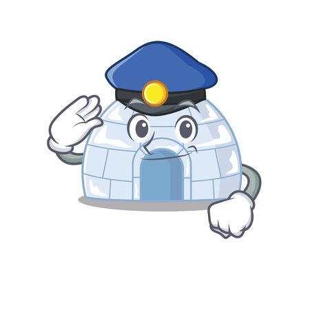 Igloo Cartoon mascot performed as a Police officer. Vector illustrationのイラスト素材