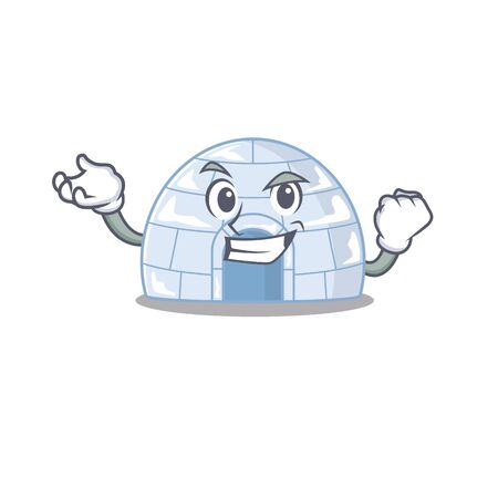 Happy confident Successful igloo cartoon character style. Vector illustrationのイラスト素材