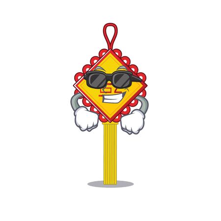 Super cool chinese knot character wearing black glasses. Vector illustrationのイラスト素材