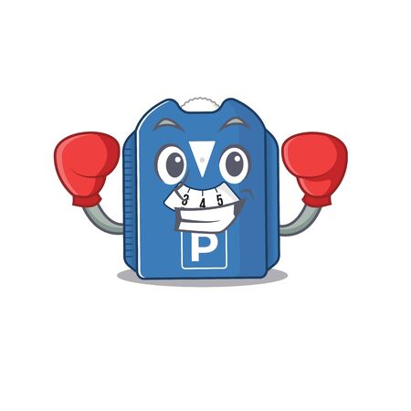 Sporty Boxing parking disc mascot character style. Vector illustrationのイラスト素材