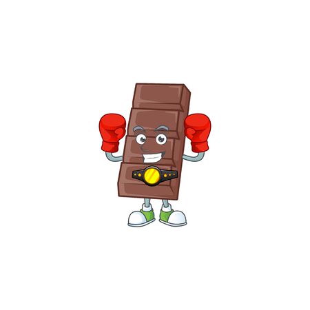Happy Face Boxing chocolate bar cartoon character design. Vector illustrationのイラスト素材