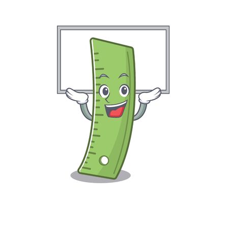 A mascot picture of ruler raised up board. Vector illustrationのイラスト素材