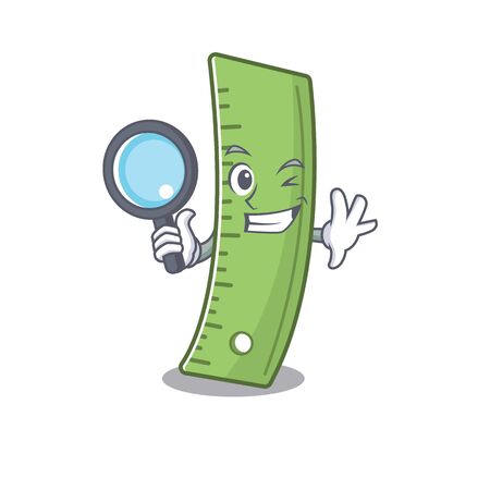 Cool and Smart ruler Detective cartoon mascot style. Vector illustrationのイラスト素材