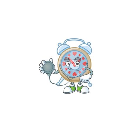 Clock love cartoon character style in a Doctor costume with toolsのイラスト素材