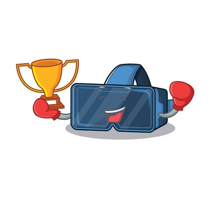 fantastic Boxing winner of vr virtual reality in mascot cartoon styleのイラスト素材
