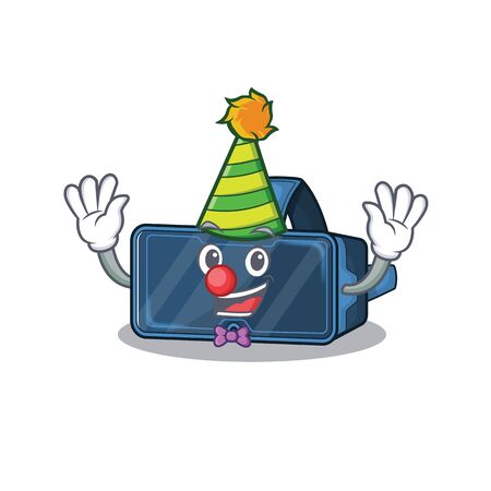 Funny Clown vr virtual reality cartoon character mascot designのイラスト素材