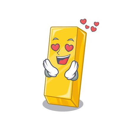 falling in love cute gold bar cartoon character designのイラスト素材