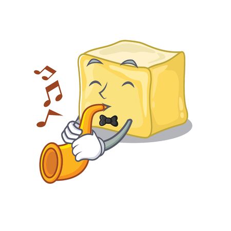 cartoon character style of creamy butter performance with trumpetのイラスト素材