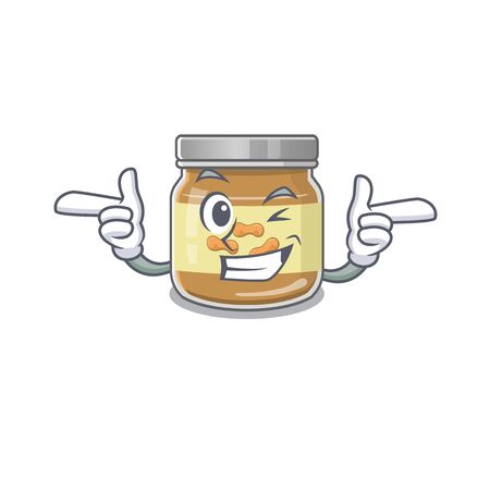 mascot cartoon design of peanut butter with Wink eye. Vector illustrationのイラスト素材