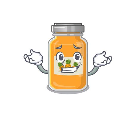 Super Funny Grinning pineapple jam mascot cartoon styleのイラスト素材