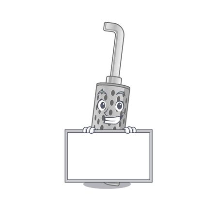 A cute picture of exhaust pipe grinning with board. Vector illustrationのイラスト素材