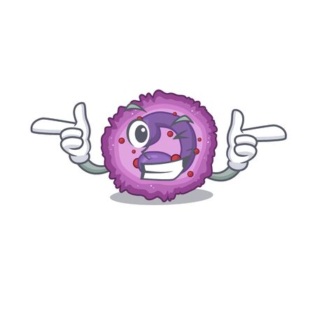 mascot cartoon design of eosinophil cell with Wink eye. Vector illustrationのイラスト素材