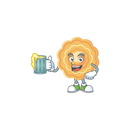 Happy chinese mooncake mascot design with a big glassのイラスト素材