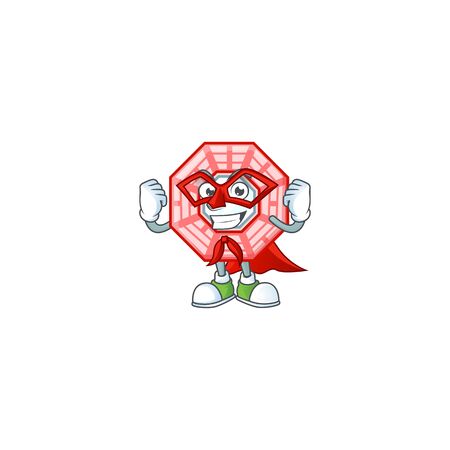 Smiley mascot of chinese square feng shui dressed as a Super heroのイラスト素材