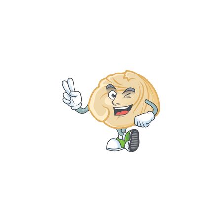 cartoon mascot design of dumpling with two fingers. Vector illustrationのイラスト素材