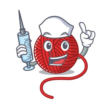 Smiley Nurse Red Wool Yarn Cartoon Character With A Syringe Vector Illustration Royalty Free Vector Graphics