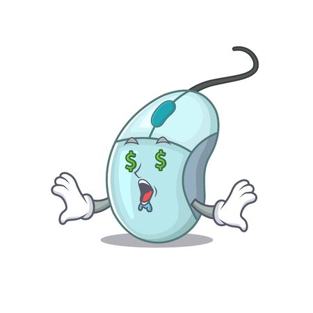 Happy rich computer mouse with Money eye cartoon character styleのイラスト素材