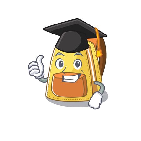 happy and proud of kids school backpack wearing a black Graduation hatのイラスト素材