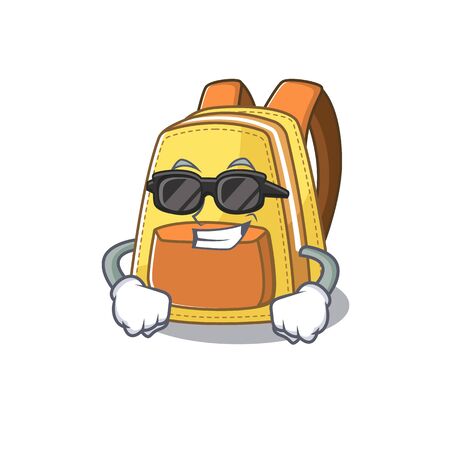 Super cool kids school backpack character wearing black glassesのイラスト素材
