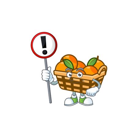 A picture of Cartoon mascot of basket oranges rise up a broad. Vector illustrationのイラスト素材