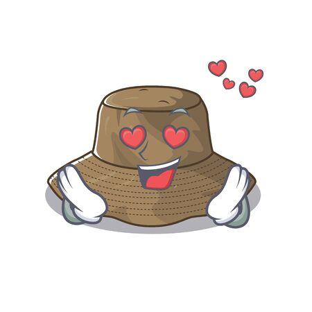falling in love cute bucket hat cartoon character designのイラスト素材