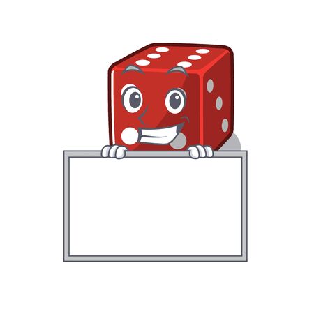 A cute picture of dice grinning with board. Vector illustrationのイラスト素材