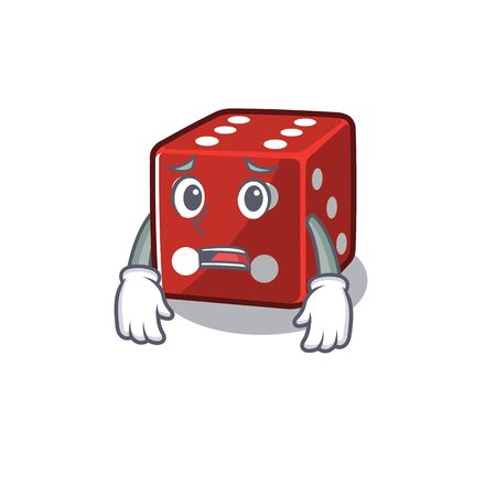 A picture of dice showing afraid look face. Vector illustrationのイラスト素材