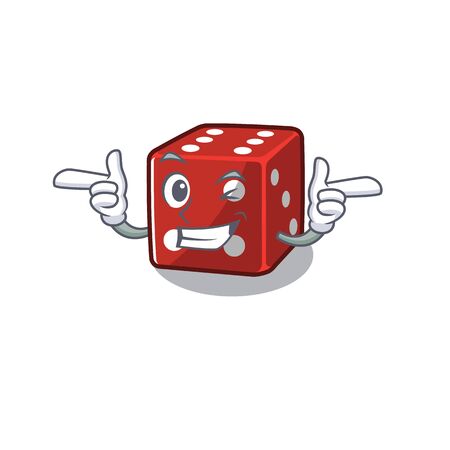 mascot cartoon design of dice with Wink eye. Vector illustrationのイラスト素材