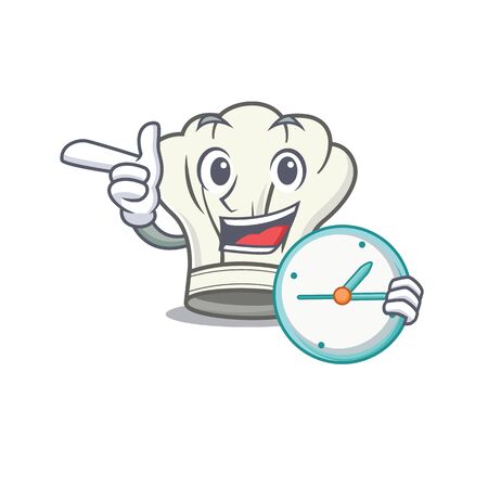 cartoon character style cook hat having clock. Vector illustrationのイラスト素材