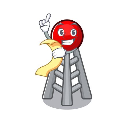 A funny cartoon character of radio tower with a menu. Vector illustrationのイラスト素材