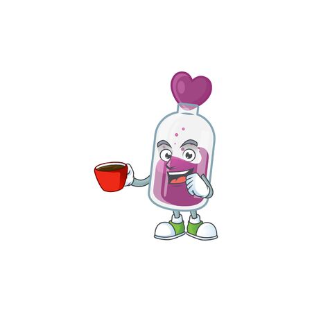 cartoon character of purple potion with a cup of coffeeのイラスト素材