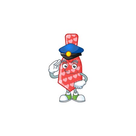 A character design of red love tie in a Police officer costume. Vector illustrationのイラスト素材
