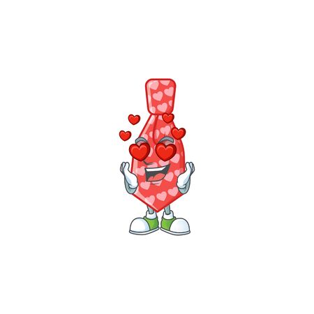 falling in love cute red love tie cartoon character design. Vector illustrationのイラスト素材