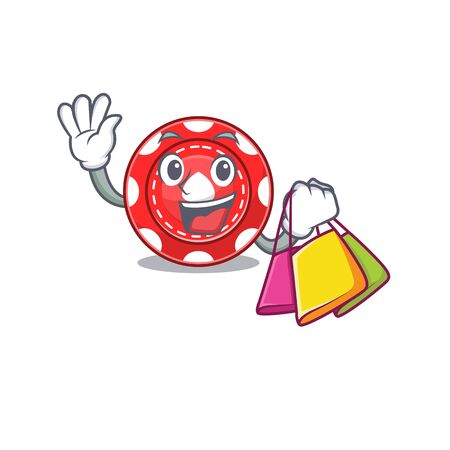 A happy rich gambling chips waving and holding Shopping bagのイラスト素材