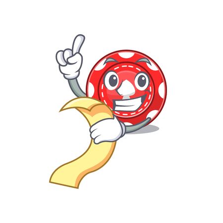 A funny cartoon character of gambling chips with a menuのイラスト素材