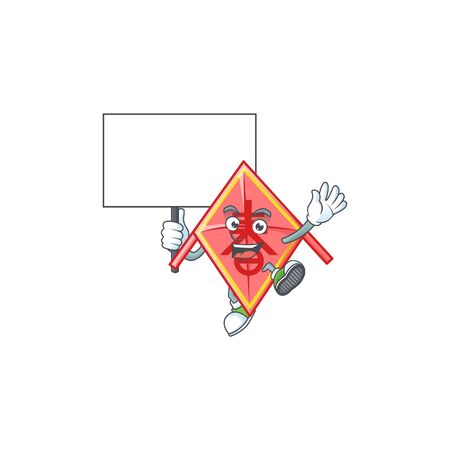 An icon of chinese red kite cartoon character style bring board. Vector illustrationのイラスト素材