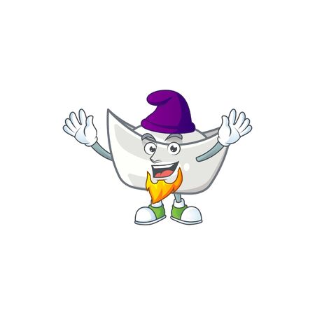 Cute chinese silver ingot mascot cartoon dressed as an Elf. Vector illustrationのイラスト素材