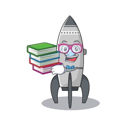 mascot cartoon of rocket studying with bookのイラスト素材