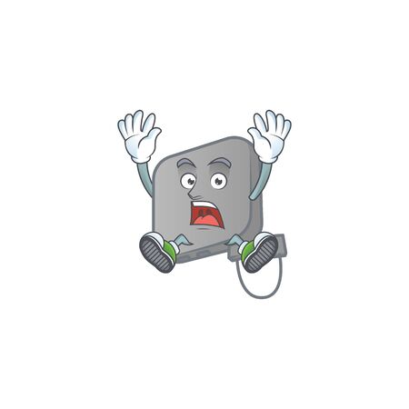 A picture of power bank cartoon design with shocking gesture. Vector illustrationのイラスト素材