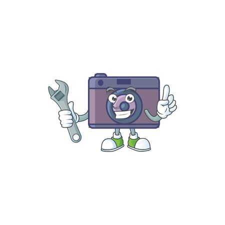 happily Mechanic retro camera cartoon character designのイラスト素材