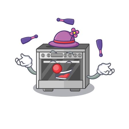 a lively kitchen stove cartoon character design playing Jugglingのイラスト素材