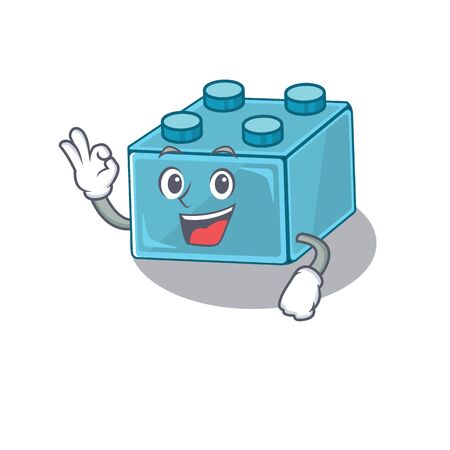 A funny picture of lego brick toys making an Okay gesture. Vector illustrationのイラスト素材