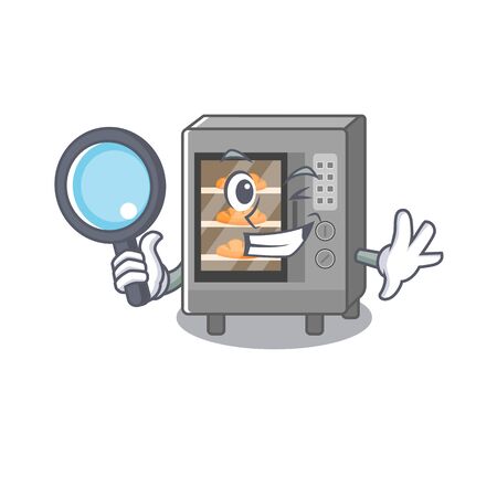 Elegant and Smart oven cake Detective cartoon design concept. Vector illustrationのイラスト素材