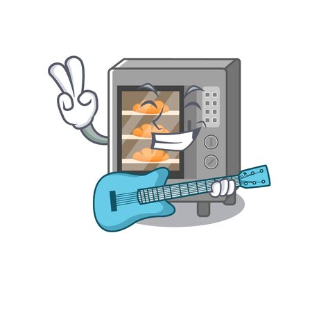 A picture of oven cake playing a guitar. Vector illustrationのイラスト素材