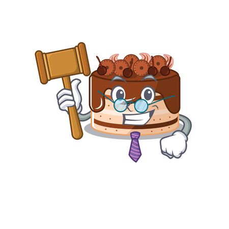 Smart Judge chocolate cake in mascot cartoon character styleのイラスト素材