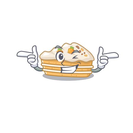 Cute mascot cartoon design of carrot cake with Wink eye. Vector illustrationのイラスト素材