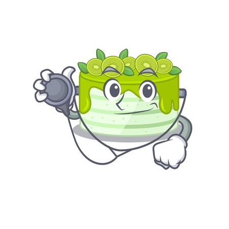 A mascot picture of kiwi cake cartoon as a Doctor with tools. Vector illustrationのイラスト素材