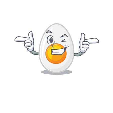 Cute mascot cartoon design of boiled egg with Wink eye. Vector illustrationのイラスト素材