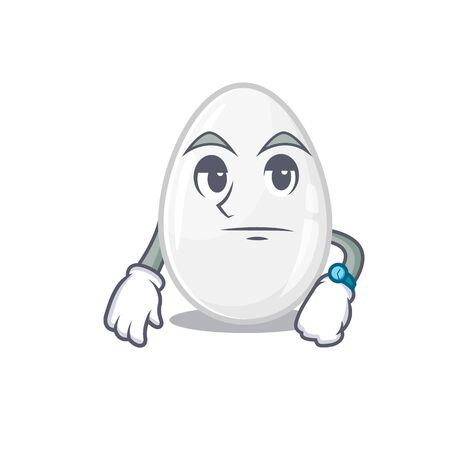 cartoon character design of white egg on a waiting gestureのイラスト素材