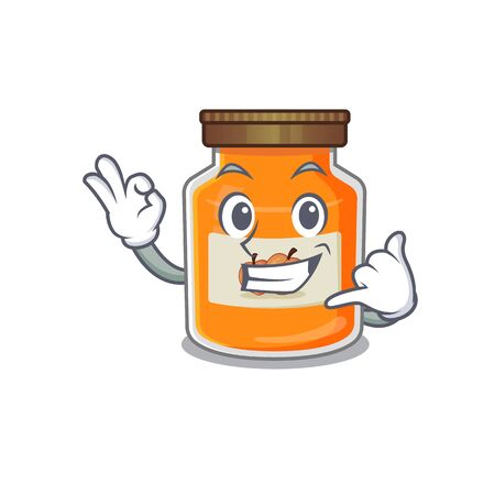 Call me funny peach jam cartoon character concept. Vector illustrationのイラスト素材